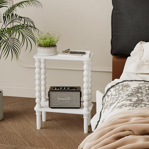 Veegle Narrow Side Table, Small End Table with Storage Shelf, Modern Bedside Table Night Stand for Living Room, Bedroom, Office and Small Spaces (White) by Veegle - Image 8