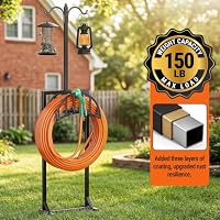 YFFSRJDJ Garden Hose Holder, Water Hose Stand for Outside with 4 Stake and 2 Shepherds Hooks, Freestanding Hose Storage Holds 150Ft, Heavy-Duty Metal Hose Hanger Rack for Yard, Lawn, Farm — image 4