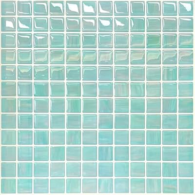 Walanz 5 Sheets Peel and Stick Backsplash, Self Adhesive Wall Tiles, 3D Adhesive Tile Backsplash, 12"x12"Premium Self Adhesive Wall Tiles Peel and Stickfor Kitchen, Bathroom, Fireplace, RV(Ocean Jade)