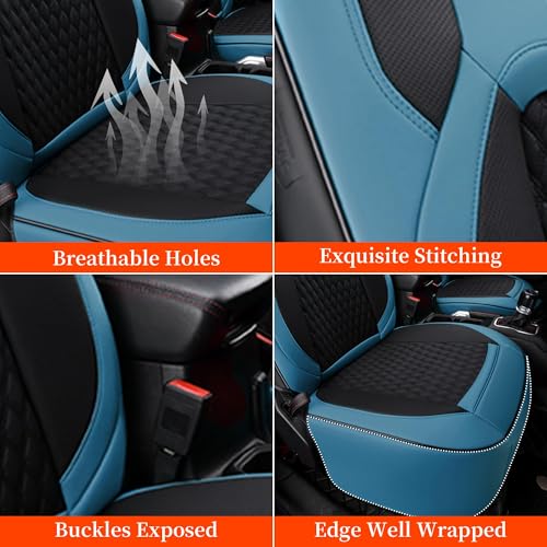 Image of Coverado Wrangler JK Seat Covers 4 Door for Jeep, Waterproof Leather Car Seat Cover for Jeep Wrangler Vehicle Truck Accessories Custom Fit for 2007-2012 Jeep Wrangler Seat Covers Full Coverage(Blue)