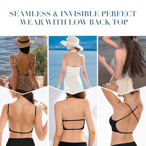 Image of PALAY Women's Low Back Seamless Bras Backless Multiway Convertible Adjustable Strap Halter Lifting Bra Spaghetti Strap Wire-Free with Padded Removeable(Not Include Straps)