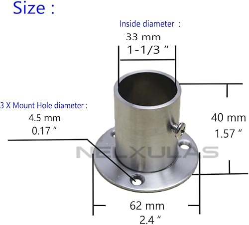 Miniatura 3 de brida de acero inoxidable para armario, Plateado