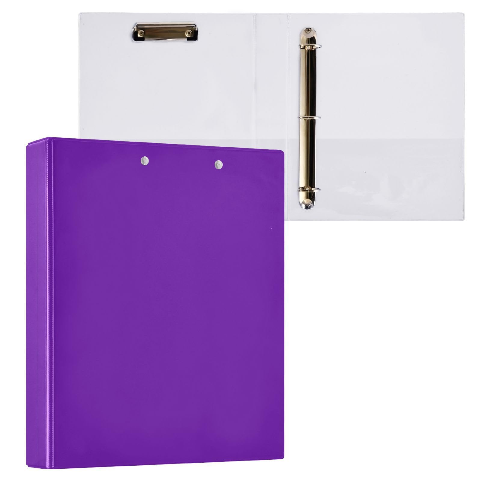Classeur à 3 anneaux en D flexible avec poches, 3 anneaux pour école, université, bureau, taille unique Violet 3,8 cm