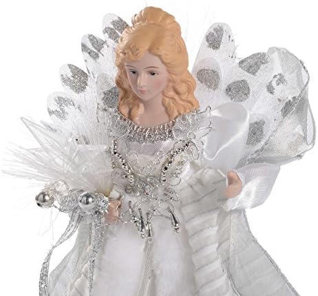 WeRChristmas Fibre Optic Christmas Tree Topper Angel, White/Silver, 30 cm