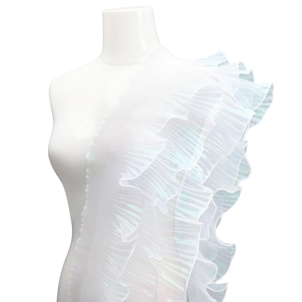 ZIBUYU® 6.6ft Iridescent Pleated Polyester Ruffle Trim, Mermaid Tail Ruffle Fabric Large Wave Ruffle for DIY Clothing Making, Wedding Dress & Costume-image-48