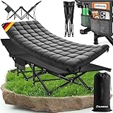 ELONEO NEU Feldbett klappbar mit Premium Auflage | Campingbett bis 200kg belastbar | Campingliege mit Seiten- & Tragetasche | Gästebett klappbar | Klappliege Indoor und Outdoor | Reisebett Erwachsene