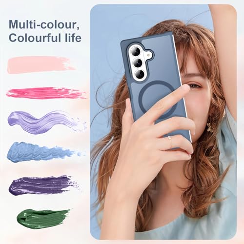 Image of ORETECH Magnetic for Samsung Galaxy Z Fold 7 Case, Translucent Back Non-Slip Hard PC Shockproof Bumper Protective Phone Case Cover for Samsung Z Fold 7 - Navy Blue