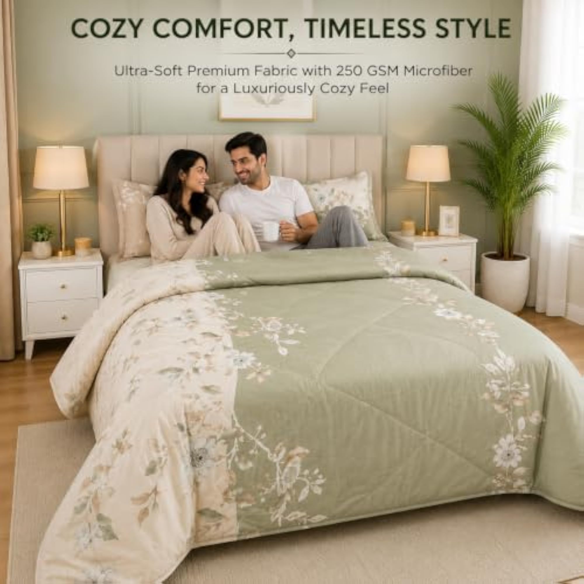 Premium Comforter Bedding Set with Double Flat Bedsheet & 2 Pillow Covers