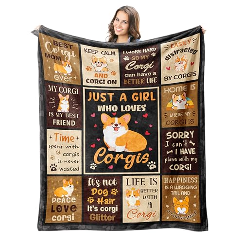 Peliny Chrid Corgi Gifts for Corgi Lovers, Christmas Birthday Dog Lovers Gifts for Women/Girls/Mom/Friend/Sister, Corgis Decor Soft Blanket 60"X50"