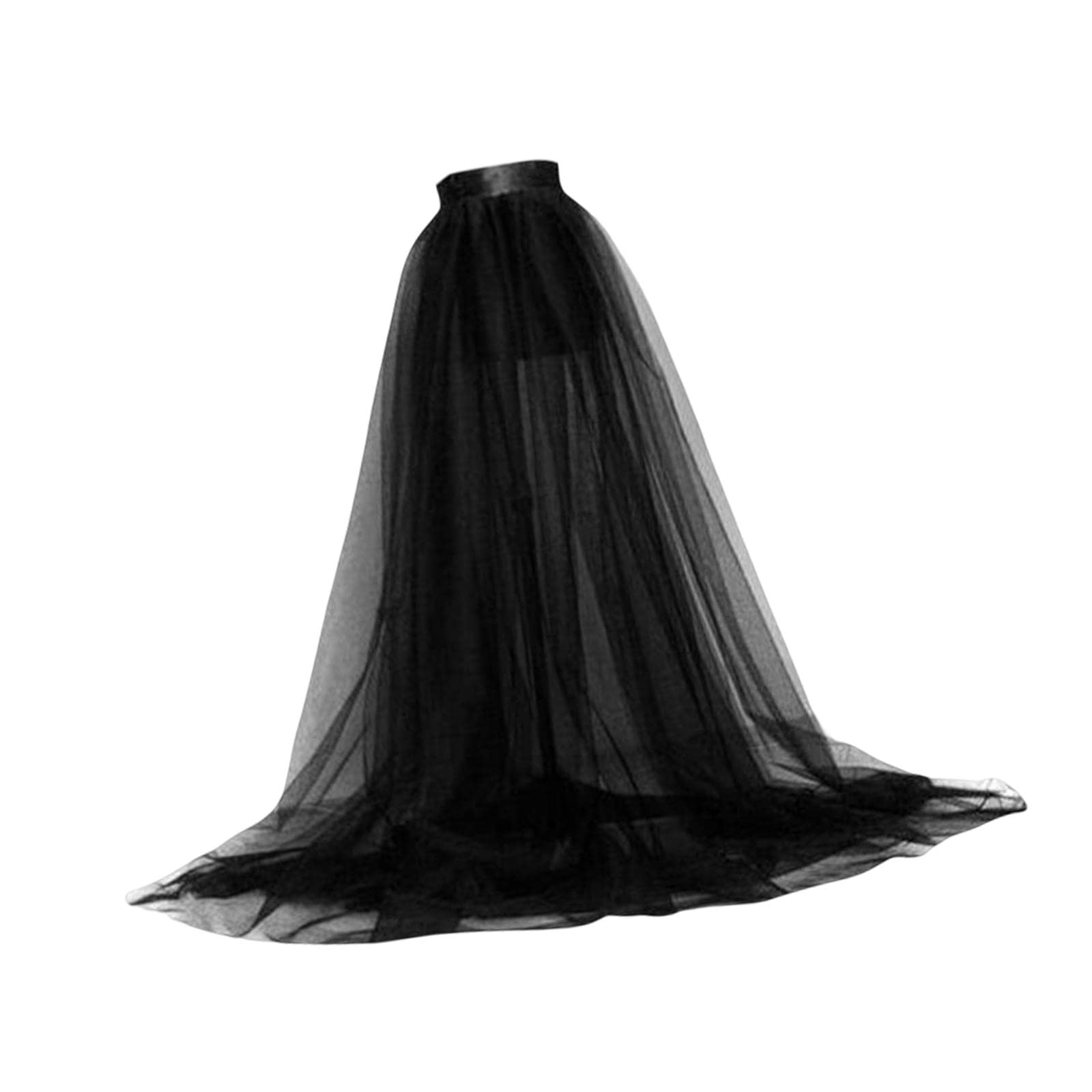 Women Tulle Tutu Long Skirt Lace up Solid Color for Party Cosplay Evening black-image-21