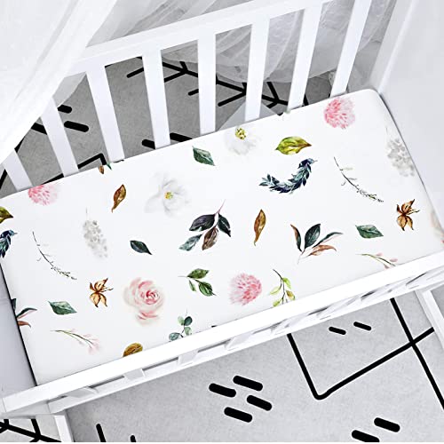 Gfu Bassinet Sheets Fitted For Baby Girl, 2 Pack Soft Breathable Bedside Sleeper Sheets Set, Fit For Hourglass Oval Rectangular Bassinet Mattress Pad, Pink Purple Watercolor Floral #TOP3