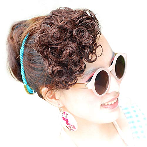 Remeehi Clip in Fringe Bangs Fake Hair Extension 6" Curly Bangs Hairpieces False