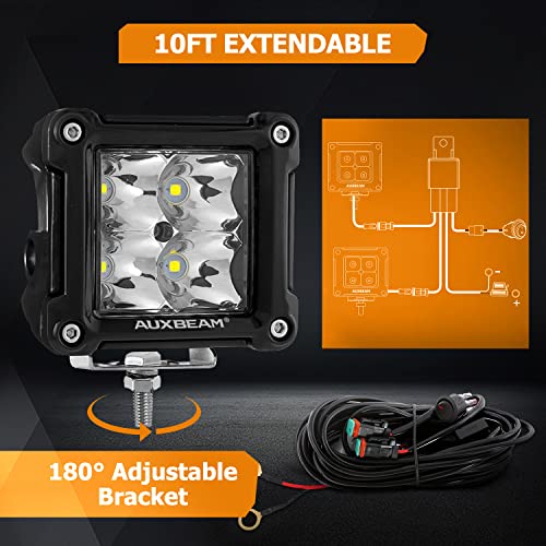 image for Auxbeam FA Series Spot Beam LED Pod Lights, 3 Inch 40W Cube Offroad Sp