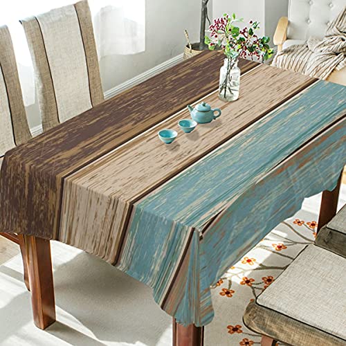 Nautical Vintage Wood Board Tablecloth - Blue Ocean Rustic Print Table Cloths Rectangle Kitchen Retro Table Cover For Holiday Dinner Parties Home Decor, 54X72Inch #TOP3