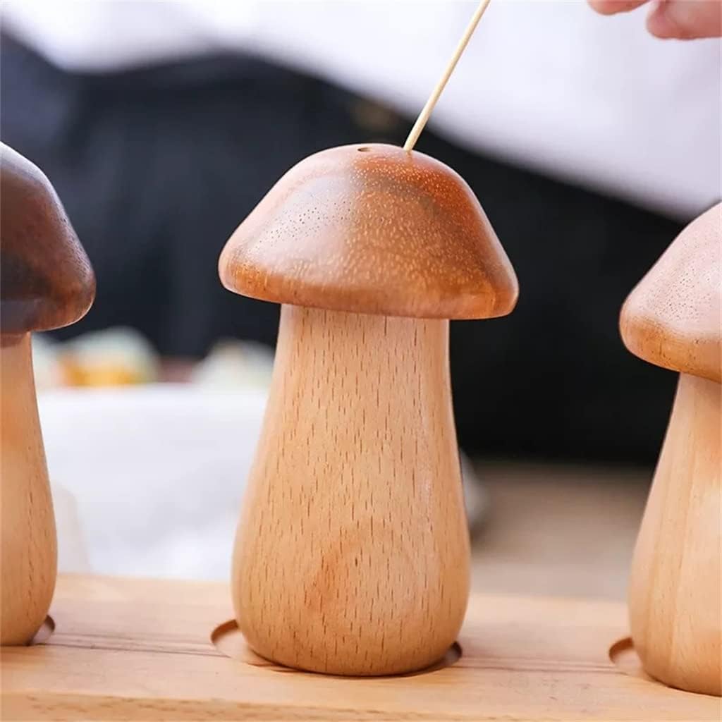 Toothpick Box, Toothpick Holder,Toothpick Dispenser,Toothpick Box Portable Wooden Mushroom Toothpick Holder