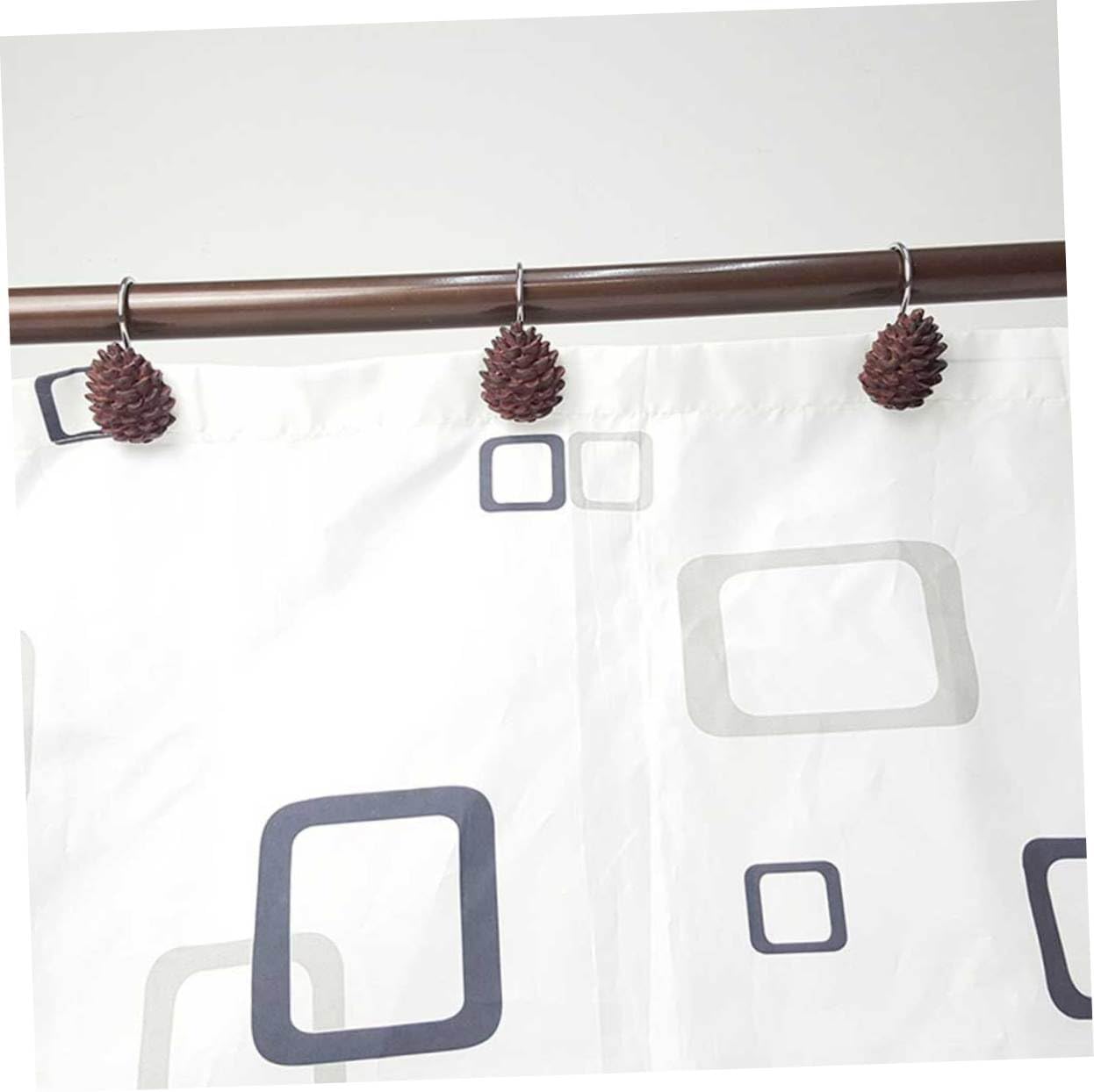 Shower Curtain Hooks 24pcs Resin Hooks Pine Cone Style and Easy to Use for Bathrooms