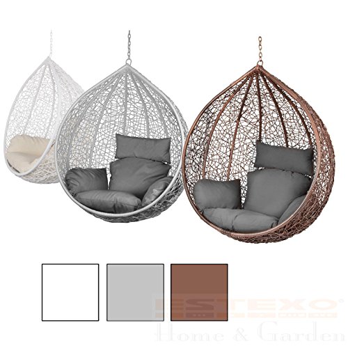 Preisvergleich Produktbild ESTEXO® Hängekorb, Hängesessel, Polyrattan, Hänge-Schaukel, Stuhl, Sessel, Rattan, wetterfest