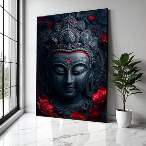 Impression Bouddha mystique tableau décoration spirituelle zen toile 80 x 120 cm
