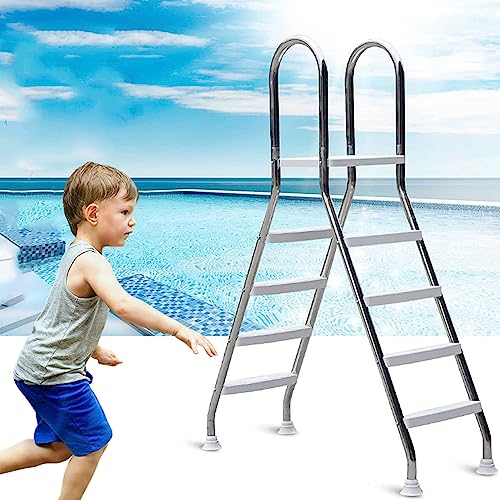 Hochbeckenleiter Aufstellleiter für Schwimmbecken, 4 Stufen, Edelstahl 304, Sicherheit, 132 cm, maximale Tragkraft 227 kg, für Aufstellpools und Spas, mit rutschfesten Stufen