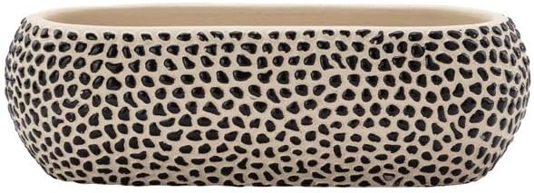 Napco Imports Decorative Home or Garden 2.75 Inch Indoor or Outdoor Flower Pot Planter Brown and Beige Oval Mosaic Design