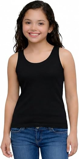 CHARM N CHERISH Girls Padded Cotton Sleeveless Tank Top, White, Pack of 1