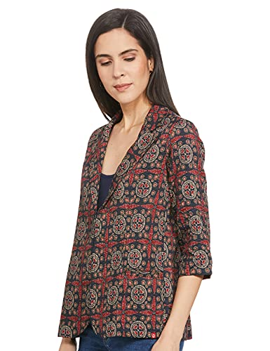 Image of BIBA Women Art Silk Straight Printed Jacket