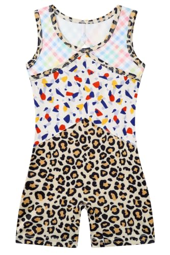 Taubow Leopard Leotards for Girls Gymnastics 6-7 Kids Tumbling Oufits 6t