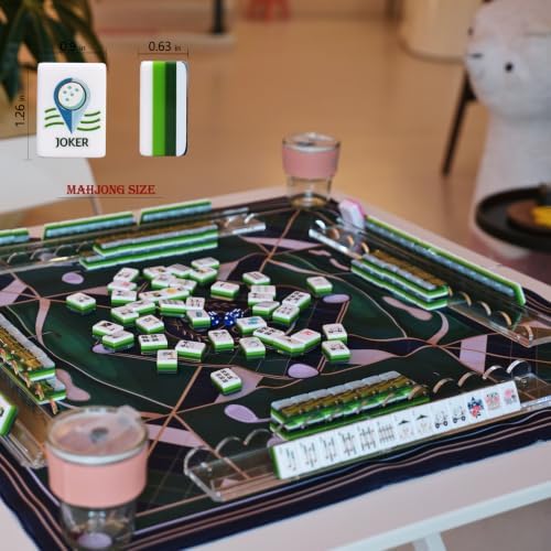 American Acrylic Mahjong Set with Golf Themed, 2 Carrying Bags, 4 Acrylic Racks with Pushers, Silent Mat & 3 Dice – Portable American Mahjong Game Set for Adults, Family Game Night & Travel — view 2