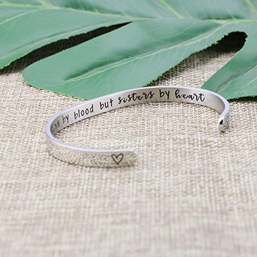 Joycuff Sister Gifts For Girls Inspirational Cuff Bracelets For Women Best Friend Friendship Jewelry Not Sisters By Blood But Sisters By Heart #TOP3