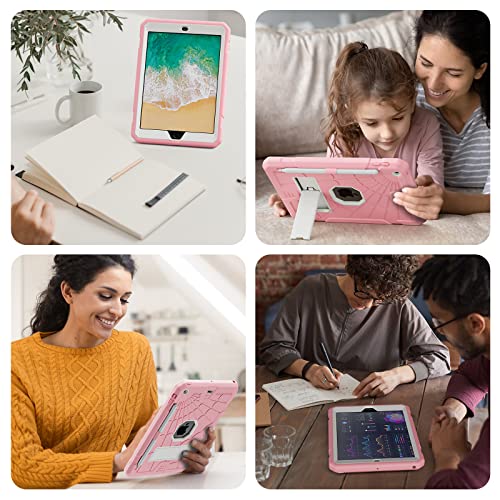 SIBEITU iPad 9.7 inch Case for Kids | iPad 6th Generation Cases with Stand | iPad 5th Generation Case W/Pencil Holder 2018/2017 | Slim Shockproof Protective Case for iPad 9.7 inch 5th/6th Gen Pink
