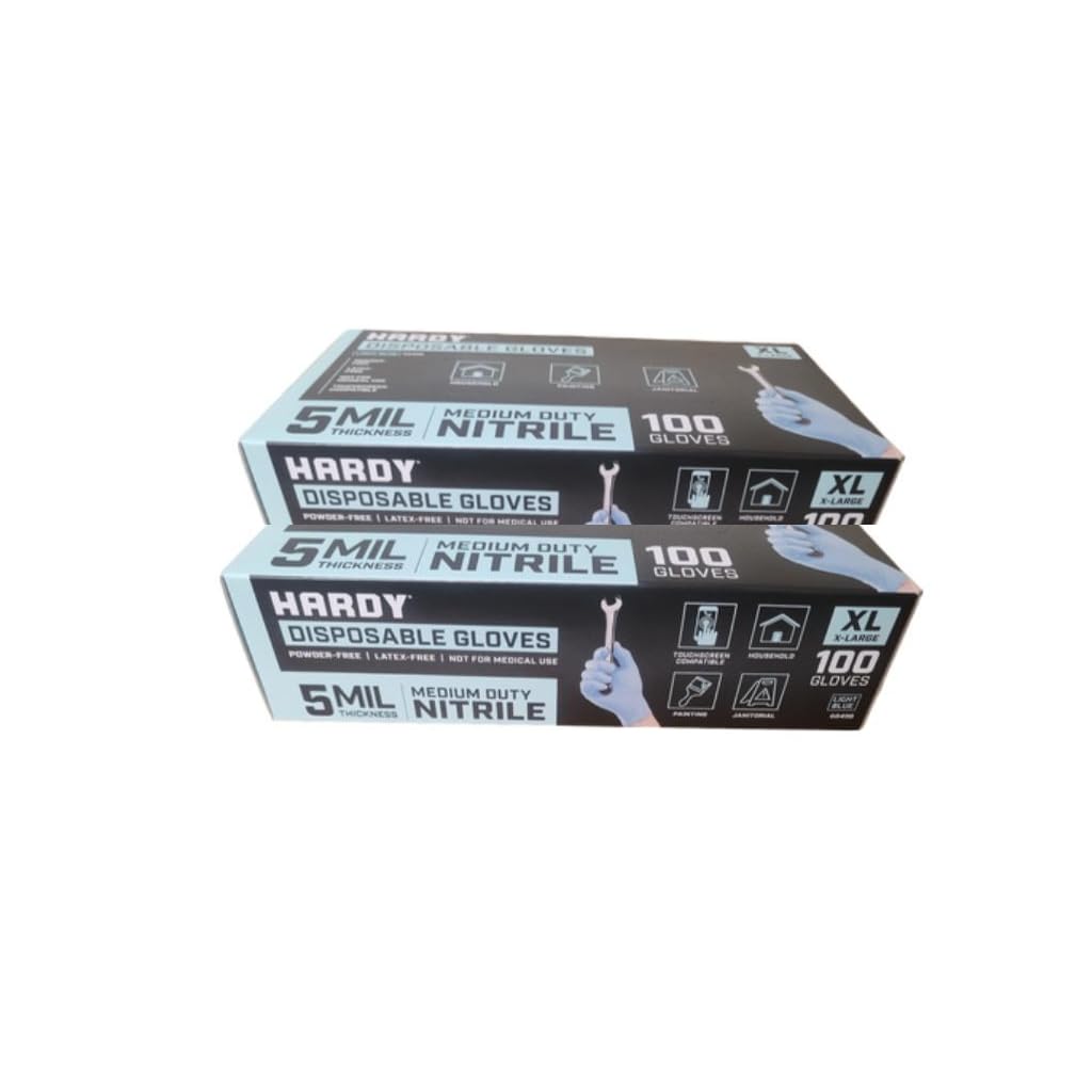 Hardy 5 mil Nitrile Powder Free Gloves 100 Pc - 2 BOXES (Green, Extra Large)