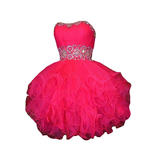 Kivary® Short Sweetheart Beaded Crystals Sequins Tulle Prom Homecoming Dresses