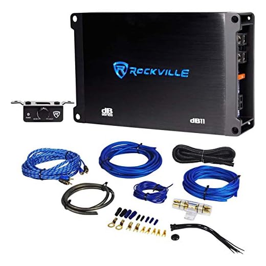 Rockville dB11 700 Watt RMS Mono Class D 2-Ohm Car Amplifier+Bass Remote+Amp Kit