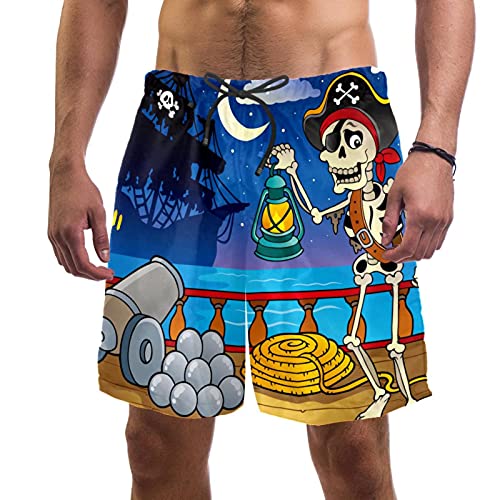 Short de bain pour homme grande taille motif pirate multicolore séchage rapide