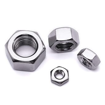 M18-2.5 Hex Nuts 8 PCS, 304 Stainless Steel (18-8), DIN934, UNC Thread, Bright Finish
