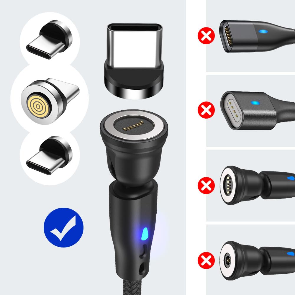 AXFEE 3 Pezzi Tipo C Connettori Magnetici, Trasferimento Dati a Ricarica Rapida, per Rotondo 7 Pin Cavo di Magnetica, Compatibile con Tipo C(Senza Cavi Magnetici)