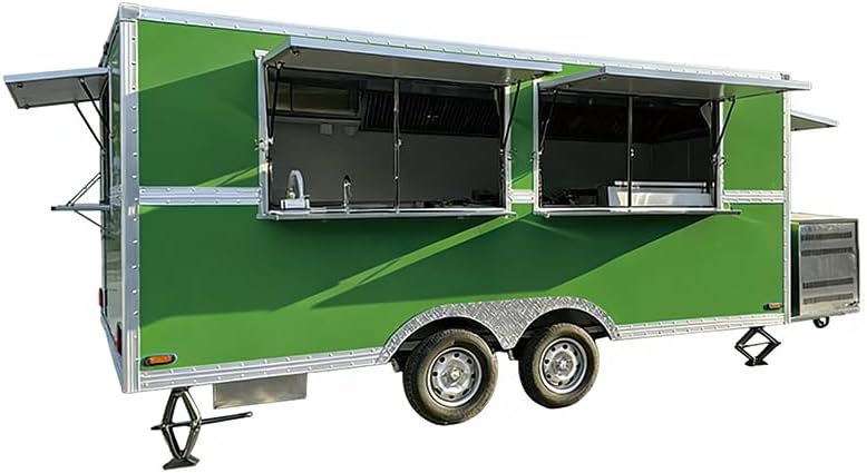Green 13ft Mobile Food Concession Trailer - Double-Axle Commercial Food Truck for Street Food & Catering