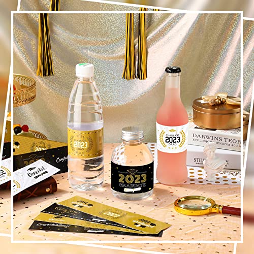 100 Pcs Graduation Labels Stickers Water Bottle Wrapper Labels Decal Water Bottle Labels For Graduation Water Bottle Labels Waterproof Graduation 2023 Party Favor, 5 Style (Black, White, Gold) #TOP3