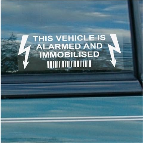 Platinum Place 5 x Alarm and Immobiliser Fitted Stickers-30mmx87mm-LIGHTNING DESIGN-Alarmed and Immobilised Security Warning Window Signs-Car,Van,Truck,Caravan,Motorhome,Lorry,Taxi,Minicab,Automobile Cover