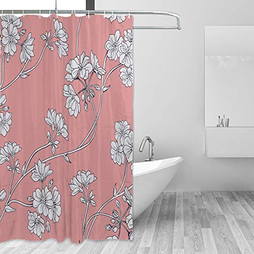 Rideau de douche polyester rose lavable en machine pour un entretien facile - 5
