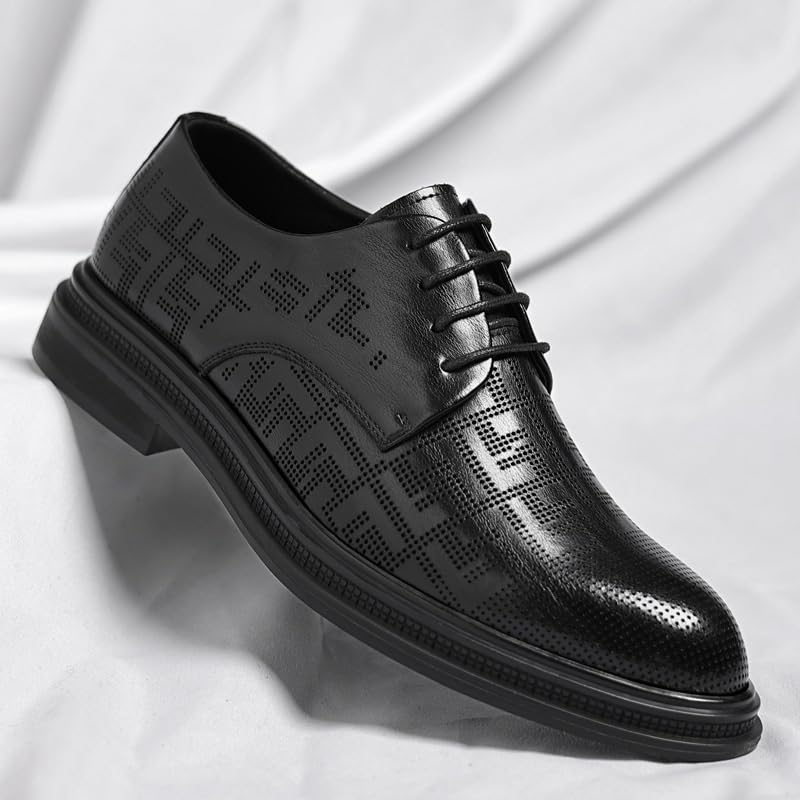 Vintage Men Formal Oxford Shoes Burnished Hollow Leather Lace-up Round Toe Non Slip Anti-Slip Casual4