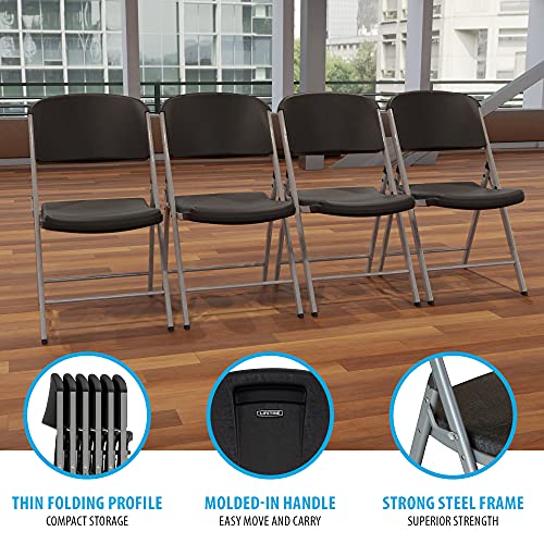 Lifetime Commercial Grade Folding Chairs, 4 Pack,Plastic, Black/Silver #TOP2