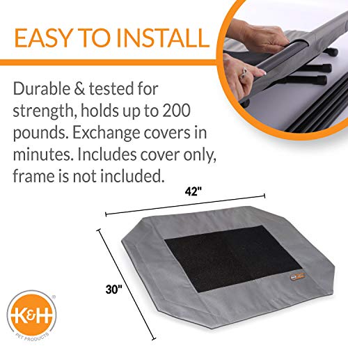 K&H Pet Products Original Pet Cot Replacement Cover (Cot Sold Separately) - Gray/Black Mesh, Large 30 X 42 Inches #TOP1