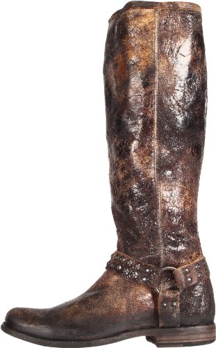 Frye Women's Phillip Studded Harness Tall Boot, Chocolate Glazed Vintage Leather, 5.5 M Us #TOP6