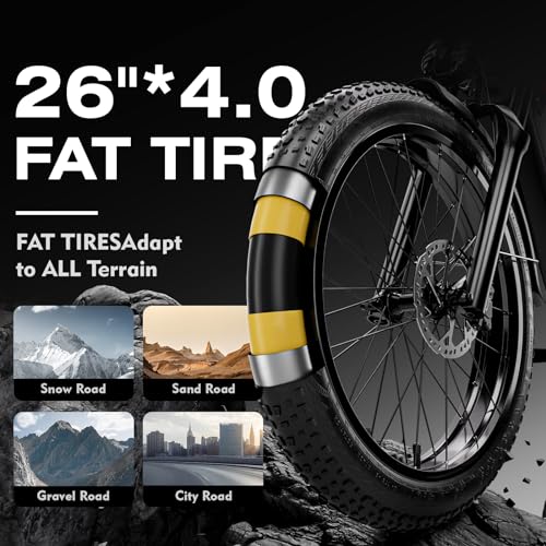 Miniatura 9 de Tifgalop Bicicleta Eléctrica, Bicicleta Eléctrica De Montaña De 26 Pulgadas, Bicicleta Eléctrica Para Adultos, Suspensión Total, 7 Velocidades, Batería De 52 V 19 Ah, Alcance De Hasta 45-90 Km