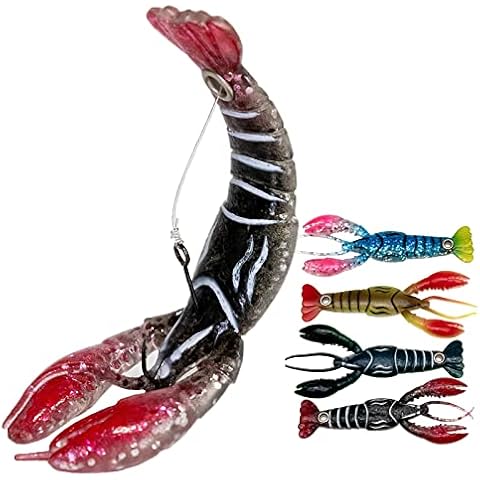 Pelican Mate Crawfish Soft Plastic Lures Bass Fishing Bionic Lures Freshwater Craw Baits Artificial Lobster Recoil Movement 3.7’’/0.2 oz (Pack of 4) (B) Cover