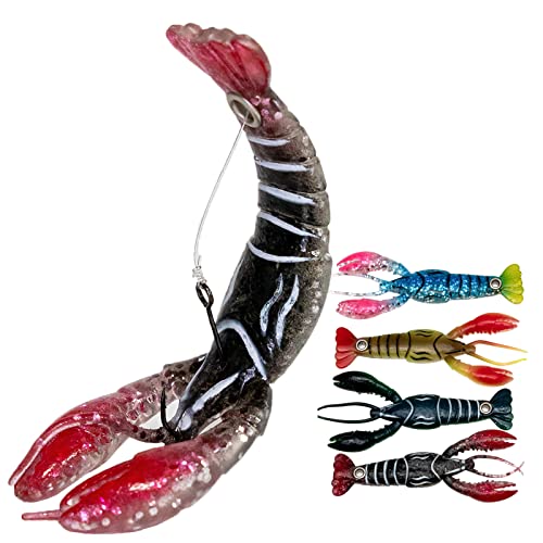 Pelican Mate Crawfish Soft Plastic Lures Bass Fishing Bionic Lures Freshwater Craw Baits Artificial Lobster Recoil Movement 3.7’’/0.2 Oz (Pack Of 4) (B) #TOP6