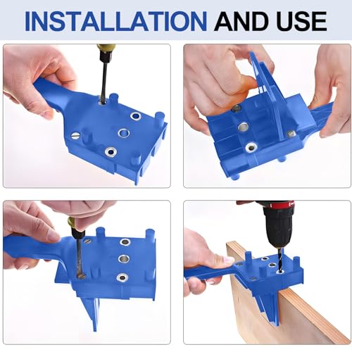 44PCS Handheld Dowel Jig Kit with Drill Guide Block, Professional Woodworking Doweling Jig, Metal Sleeve Wood Drilling for Accurate Wood Dowels, Includes 6/8/10mm Drill bits, 30 Wooden dowels (A) 3 44PCS Handheld Dowel Jig Kit with Drill Guide Block, Professional Woodworking Doweling Jig, Metal Sleeve Wood Drilling for Accurate Wood Dowels, Includes 6/8/10mm Drill bits, 30 Wooden dowels (A) - Image 3