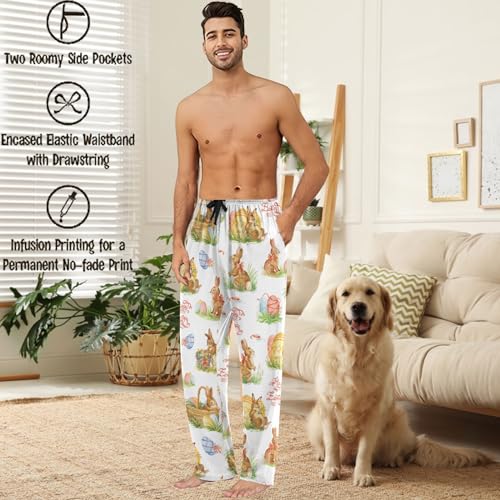Visesunny Men's Pajama Pants Animal Rabbit Egg Cotton Sleepwear Lounge Pants2