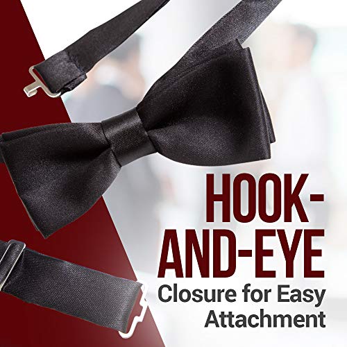 HOLD'EM Bow Tie For Mens Satin look Solid Color Adjustable Pre-tied3